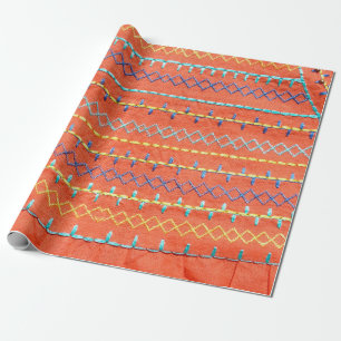 Papier Cadeau Belle tarte colorée, brodée, style hippie