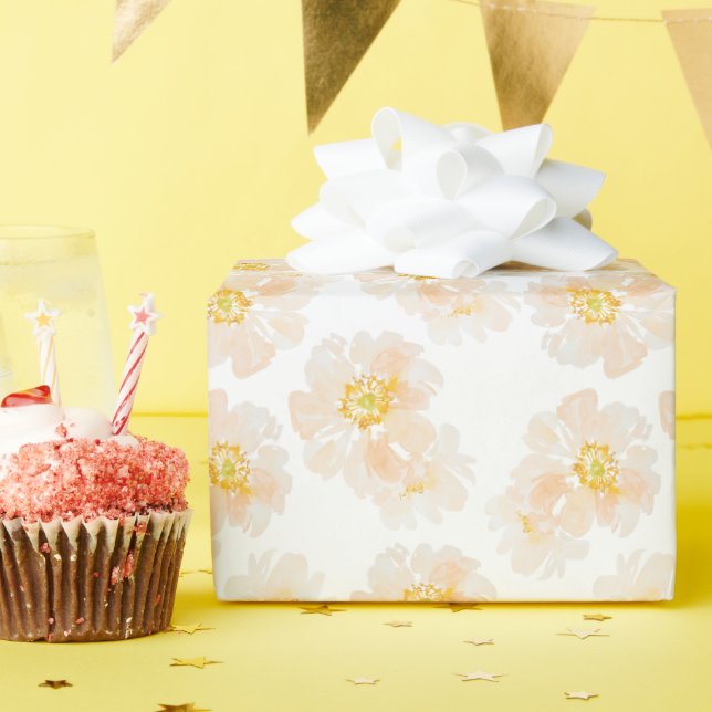 Papier Cadeau Belles fleurs de pivoine aquarelle (Fête d'anniversaire)