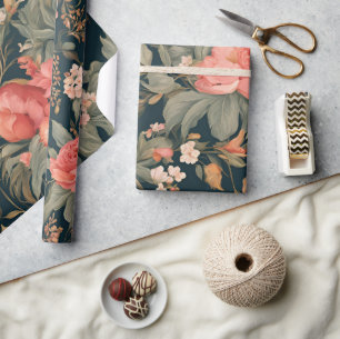 Papier Cadeau Belles fleurs de rose florales