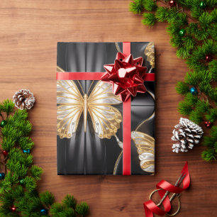 Papier Cadeau Belles papillons Gold & Silver