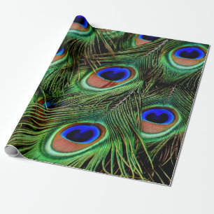 Papier Cadeau Belles plumes de paon