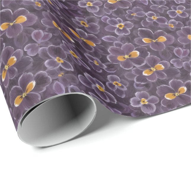 Papier Cadeau Belles Violettes (Coin rond)