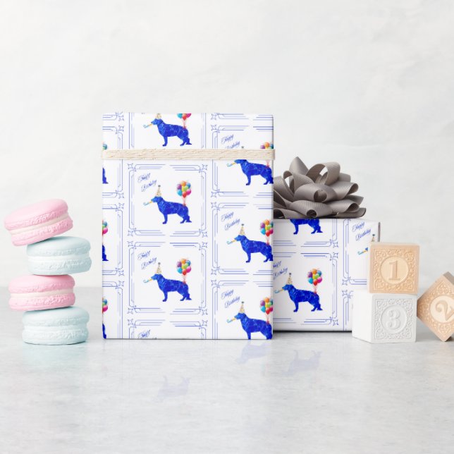 Papier Cadeau berger allemand Anniversaire (Baby Shower)
