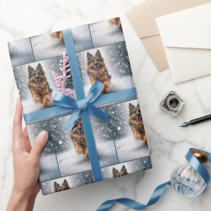 Papier Cadeau Berger Allemand Courant Dans La Neige