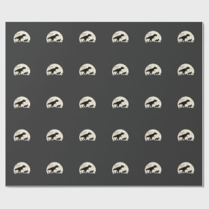 Papier Cadeau Berger Allemand Halloween Dinosaure Silhouette Lun