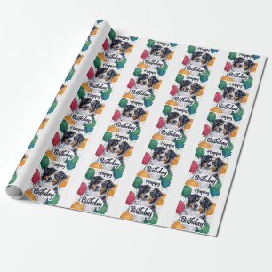 Papier Cadeau Berger Australien avec Ballons Anniversaire