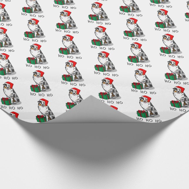 Papier Cadeau Berger australien de Noël (bleu merle tan/w 1) (Coin)