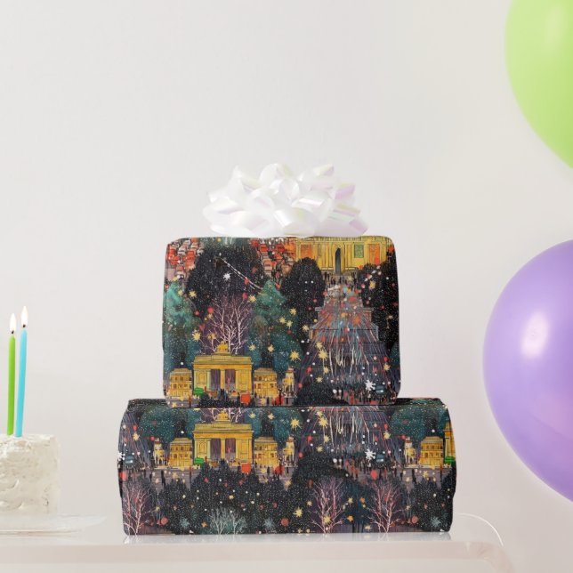 Papier Cadeau Berlin à Noël & Nouvel An en Aquarelles (Cadeaux de fête)