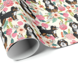 Papier Cadeau Bernedoodle Chien Floral