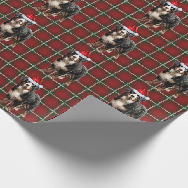 Papier Cadeau Bernese Mountain Dog et Holiday Plaid Christmas (Coin)