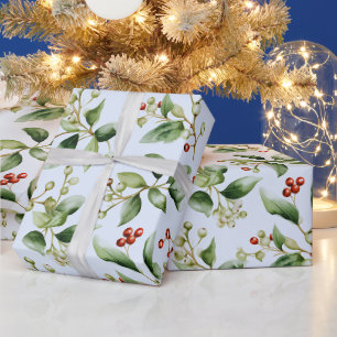 Papier Cadeau Berries d'hiver Verdure d'hiver Noël moderne