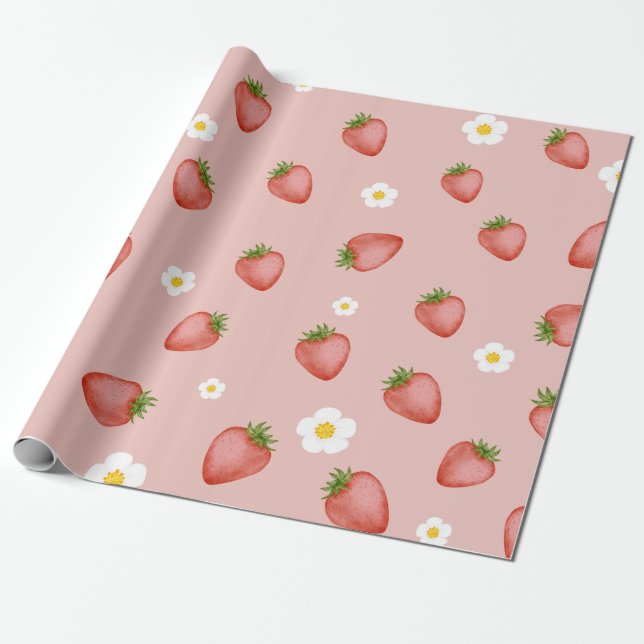 Papier Cadeau Berry 1er Anniversaire Fraise à thème Enveloppemen (Déroulé)