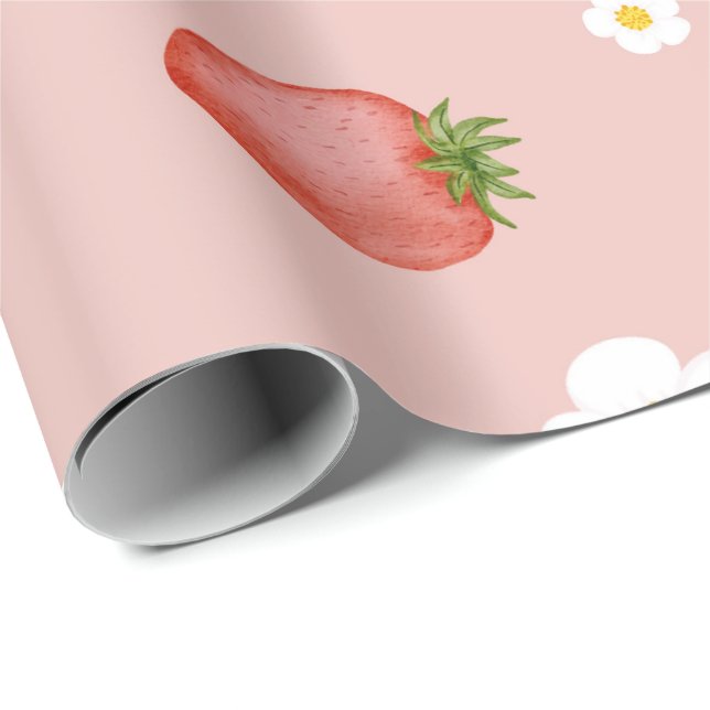 Papier Cadeau Berry 1er Anniversaire Pape à thème de fraise (Coin rond)