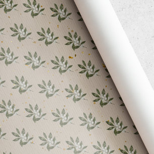 Papier Cadeau Berry blanc vintage de Noël rustique