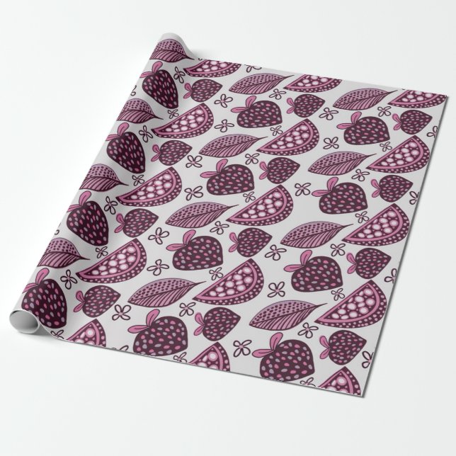 Papier Cadeau Berry chic et Motif de fruits (Déroulé)