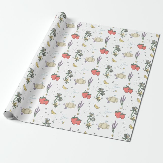 Papier Cadeau Berry d'été croisé doux premier Baby shower (Déroulé)