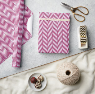 Papier Cadeau Berry Purple et Herringbone blanc
