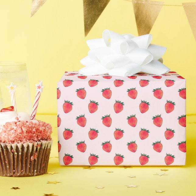 Papier Cadeau Berry rouge rose doux (Fête d'anniversaire)