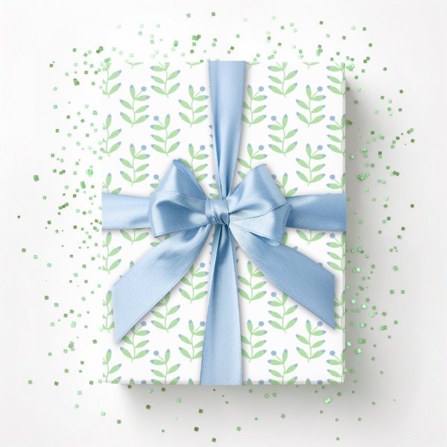 Papier Cadeau Berry Sprig in Slate and Green (Créateur téléchargé)