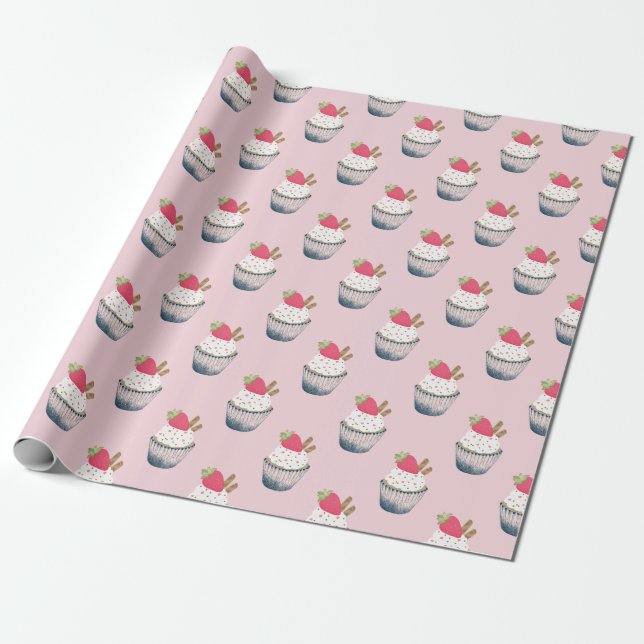 Papier Cadeau Berry Sweet Strawberry envelopper cadeau - Anniver (Déroulé)