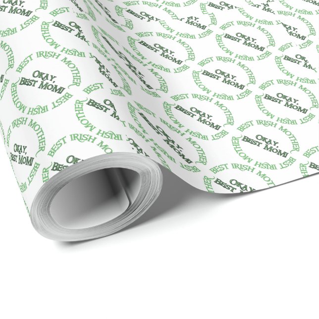 Papier Cadeau Best Irish Mother white matte wrapping paper (Coin rond)