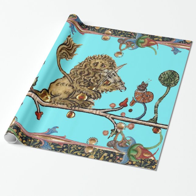 Papier Cadeau BESTIAIRE MÉDIÉVAL FAISANT DE LA MUSIQUE Violonist (Déroulé)