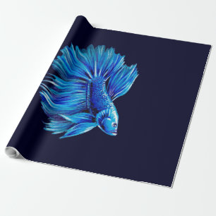 Papier Cadeau Bêta bleu poisson dans la marine  Aquarium Lover