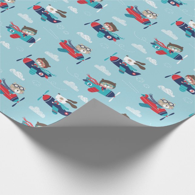 Papier Cadeau Bêtes dans les avions sur papier d'enveloppement b (Coin)