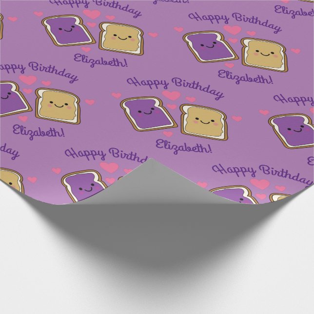Papier Cadeau Beurre d'arachide et Jelly fête d'anniversaire PBJ (Coin)