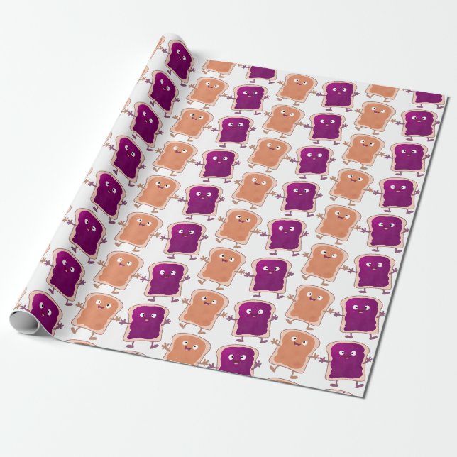 Papier Cadeau Beurre d'arachide mignonne et caricature sandwich  (Déroulé)