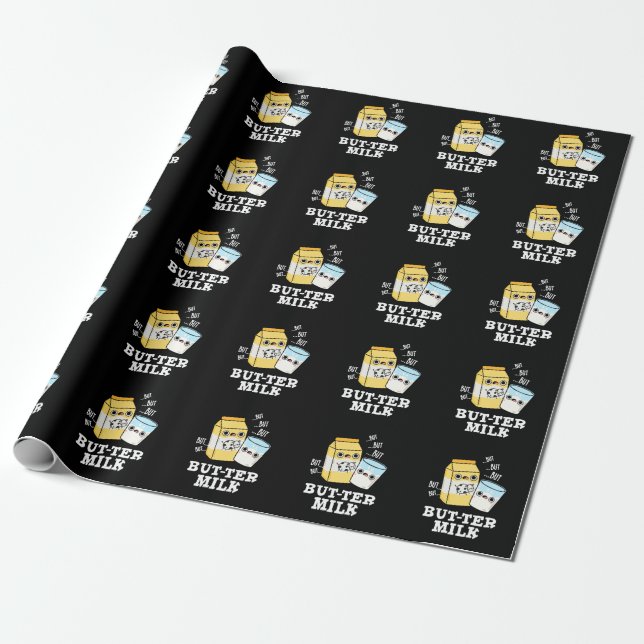 Papier Cadeau Beurre Lait Drôle Nourriture Laitier Jeu Basse BG (Déroulé)