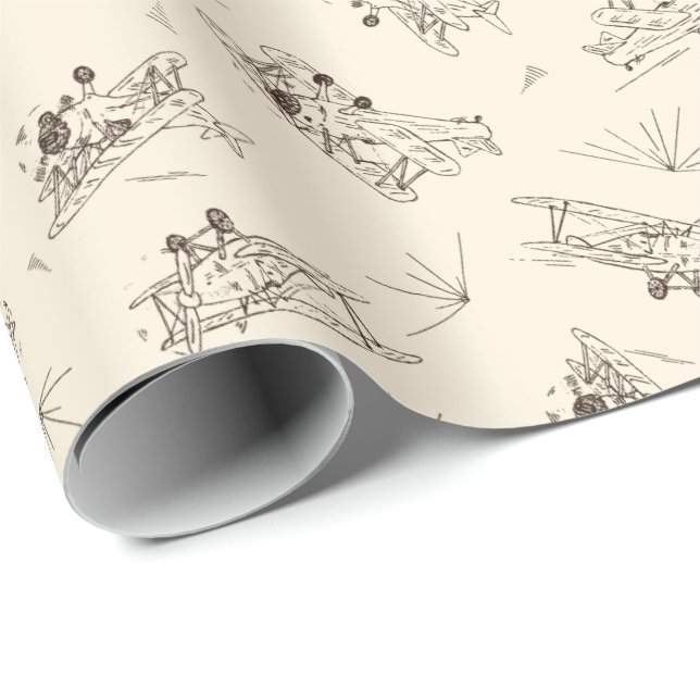 Papier Cadeau Bi-plans Art déco rugissant - motif dessiné. (Coin rond)