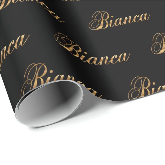Papier Cadeau Bianca gold Design Lettering (Coin rond)