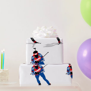 Papier Cadeau Biathlon Skier Sports d'hiver Athlète en action