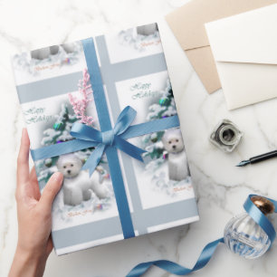Papier Cadeau Bichon Frise Christmas