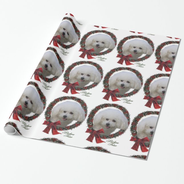 Papier Cadeau Bichon Frise Christmas (Déroulé)