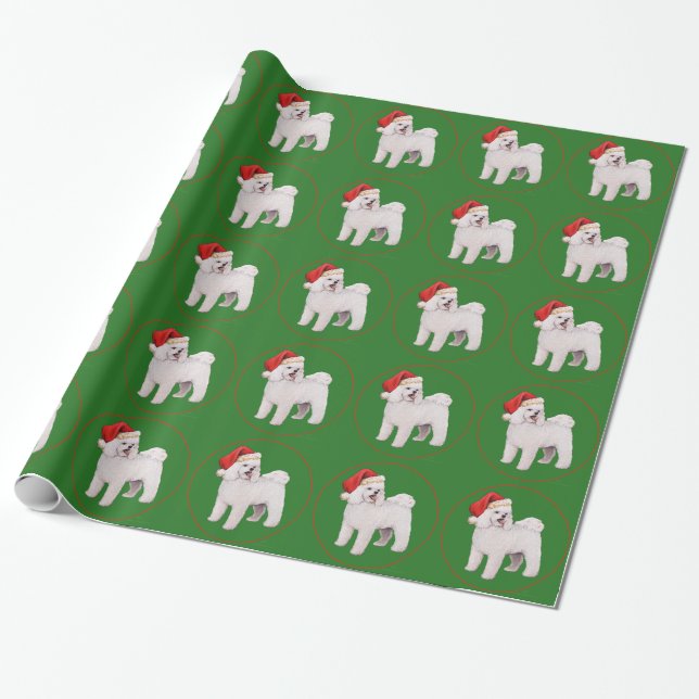 Papier Cadeau Bichon Frise Noël (Déroulé)
