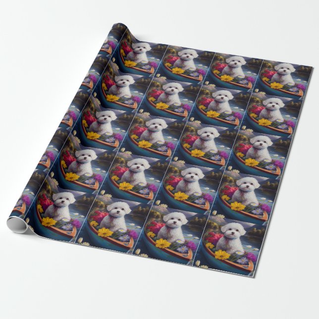 Papier Cadeau Bichon Frise sur une pagaie : une aventure Pittore (Déroulé)
