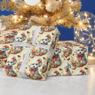 Papier Cadeau Bichon Frisé Vintage