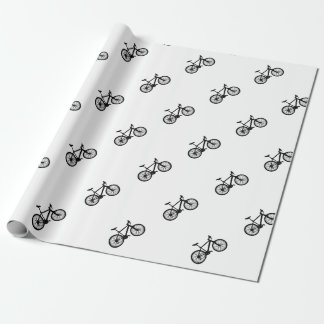 Papier Cadeau Bicyclette tirée par la main simple en noir et