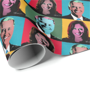 Papier Cadeau Biden Harris Pop Art