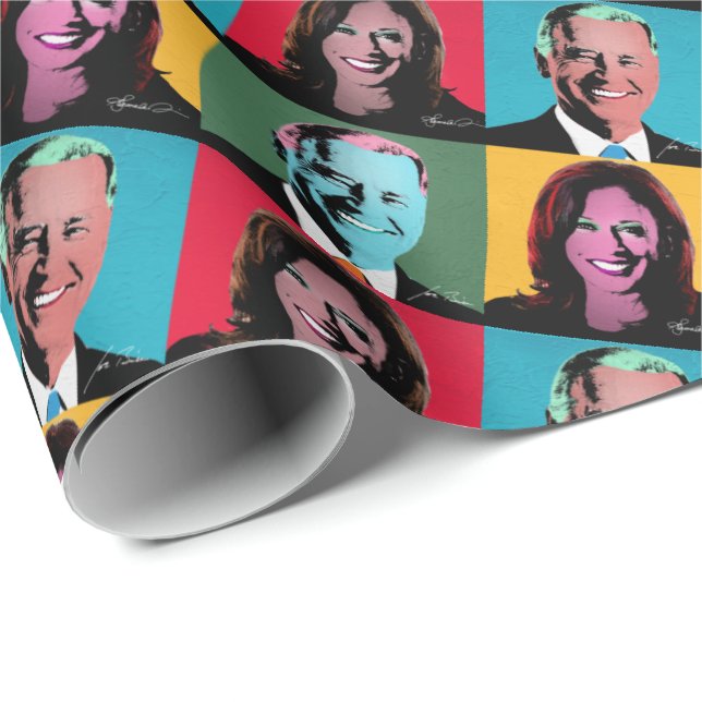 Papier Cadeau Biden Harris Pop Art (Coin rond)