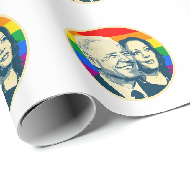 Papier Cadeau Biden Harris Rainbow Pride (Coin rond)