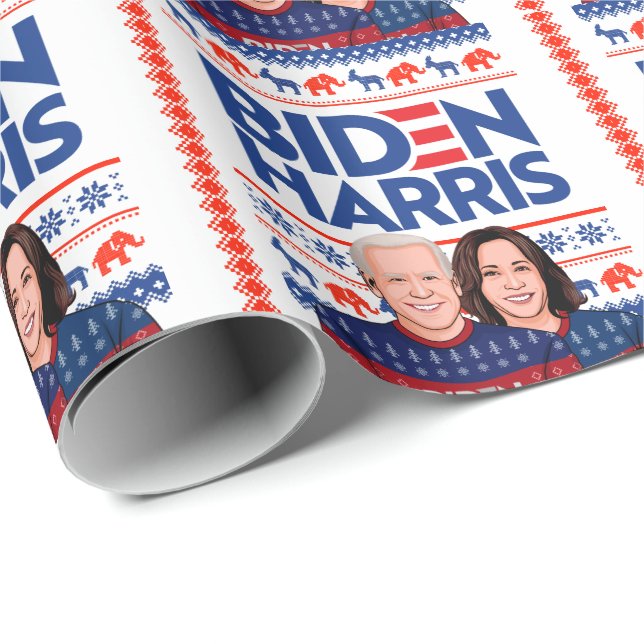 PAPIER CADEAU BIDEN HARRIS UGLY SWEATER (Coin rond)