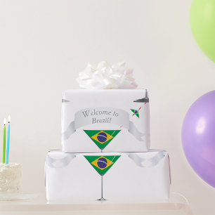 Papier Cadeau Bienvenue au Brésil Verre à Martini Drapeau Brésil