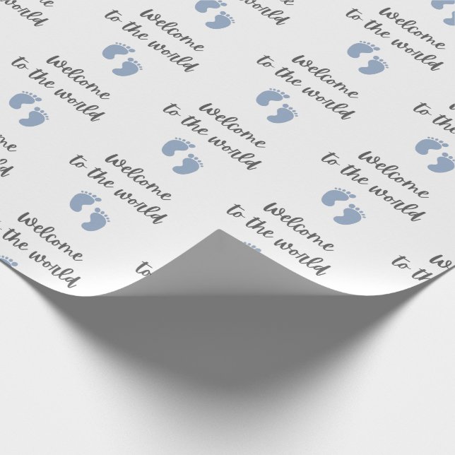 Papier Cadeau Bienvenue Dans Le Monde Papier Enveloppant Bébé (Coin)