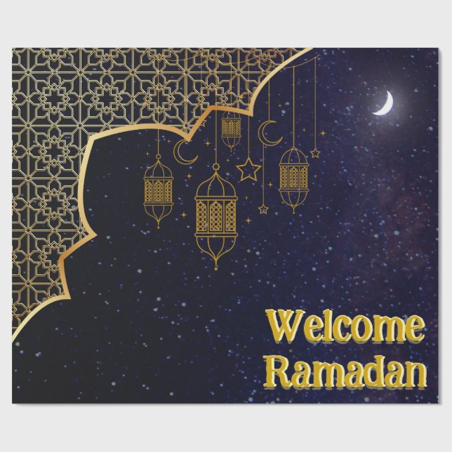 Papier Cadeau Bienvenue Ramadan : Le design islamique (Plat)
