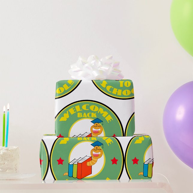 Papier Cadeau Bienvenue Retour À L'École Bookworm (Créateur téléchargé)