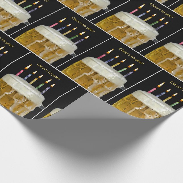 Papier Cadeau Bière Anniversaire Mug Avec Bougies (Coin)