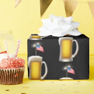 Papier Cadeau Bière patriotique d'anniversaire avec Drapeau et S